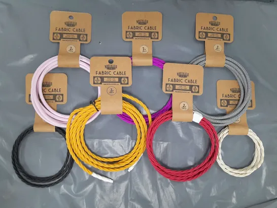 BOXED OF APPROXIMATELY 30 ASSORTED NOSTALGIA LIGHTS THREE CORE LIGHTING CABLES IN VARIOUS COLOURS AND LENGTHS - COLLECTION ONLY