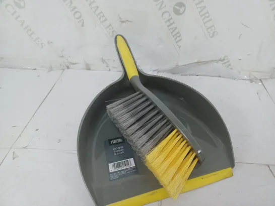 APPROXIMATELY 14 GEORGE HOME GREY/YELLOW DUSTPAN AND BRUSHES