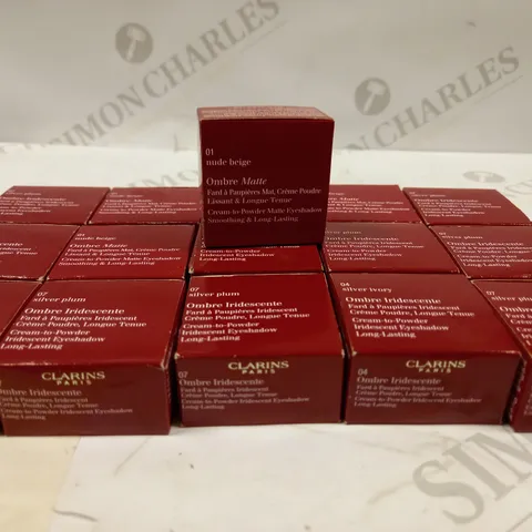 LOT OF APROX 15 CLARINS PARIS SINGLE EYESHADOWS IN ASSORTED SHADES