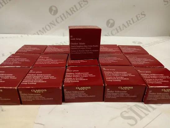 LOT OF APROX 15 CLARINS PARIS SINGLE EYESHADOWS IN ASSORTED SHADES