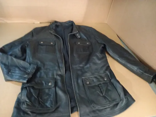 F&F COLLECTION REAL LEATHER ZIP THROUGH JACKET - XL