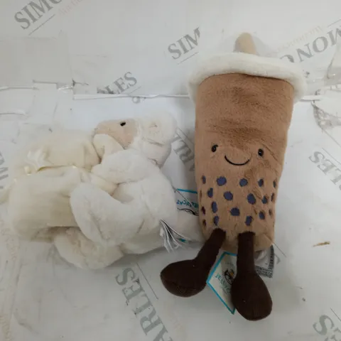 TWO ASSORTED JELLYCAT SOFT TOYS TO INCLUDE; BASHFYL LMAB SOOTHER AND BUBBLE TEA