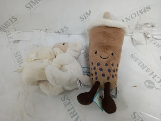 TWO ASSORTED JELLYCAT SOFT TOYS TO INCLUDE; BASHFYL LMAB SOOTHER AND BUBBLE TEA