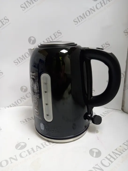 BOXED RUSSELL HOBBS QUIET BOIL BLACK KETTLE 