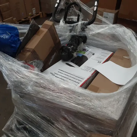 PALLET OF ASSORTED ITEMS TO INCLUDE A HUMIDIFIER, AN EXERCISE BIKE AND A TOILET SEAT