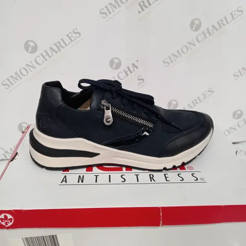 BOXED RIEKER ANTISTRESS NAVY WEDGE TRAINER - SIZE 6