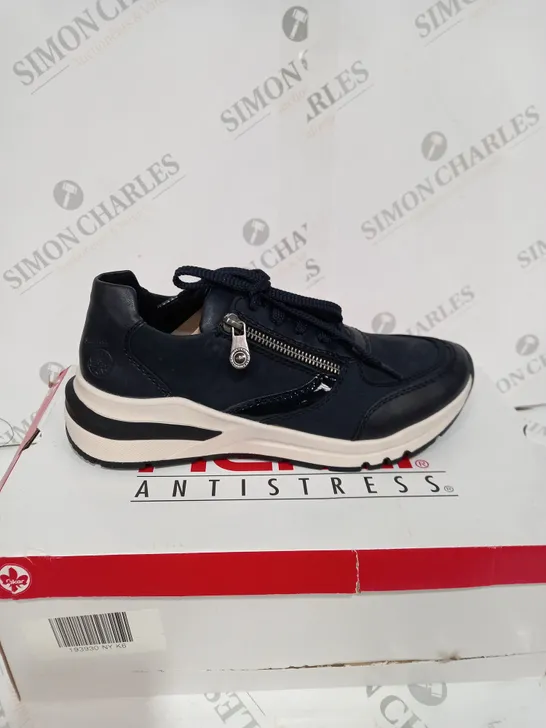 BOXED RIEKER ANTISTRESS NAVY WEDGE TRAINER - SIZE 6