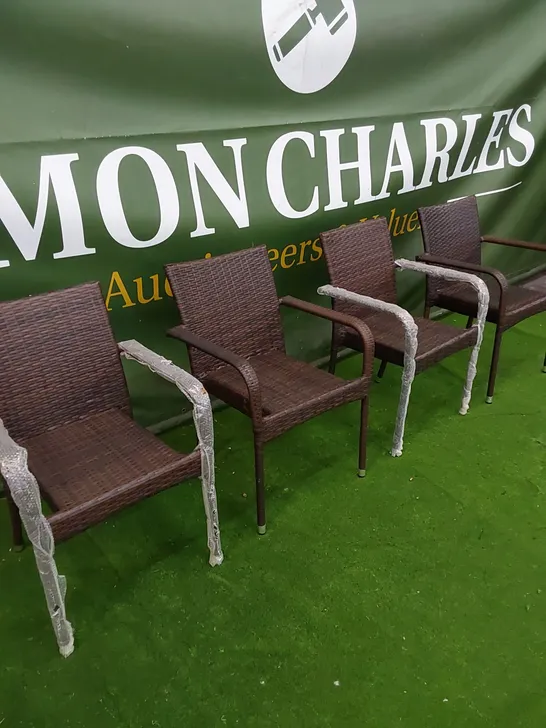 SET OF 4 CHOCOLATE MIX RATTAN CHAIRS 