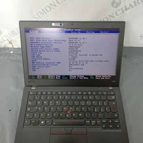 LENOVO THINKPAD X280 12 INCH I5-8350U 1.70GHZ