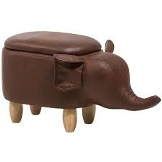 BOXED ELEPHANT FOOTSTOOL IN BROWN 