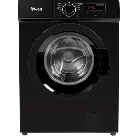 BOXED SWAN SW75130B 9KG LOAD, 1400 SPIN FREESTANDING WASHING MACHINE - BLACK