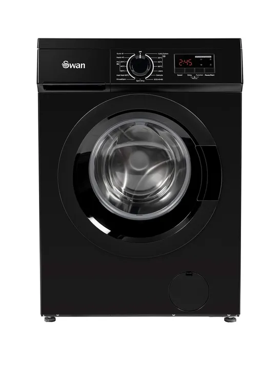 BOXED SWAN SW75130B 9KG LOAD, 1400 SPIN FREESTANDING WASHING MACHINE - BLACK