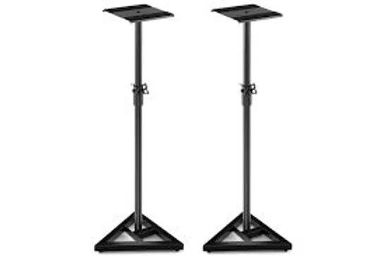 BOXED GIANTEX SET OF 2 STUDIO MONITOR STANDS ADJUSTABLE SPEAKER STANDS W/PLATE TOP & TRIANGULAR BASE - BLACK