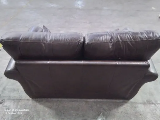 QUALITY DESIGNER 2 SEATER LEATHER UPHOLSTERED CHOCOLATE VINTAGE SOFA