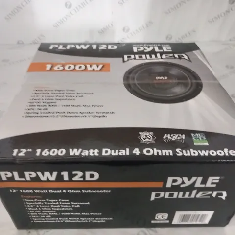 BOXED PYLE POWER 1600W DUAL 4 OHM SUBWOOFER