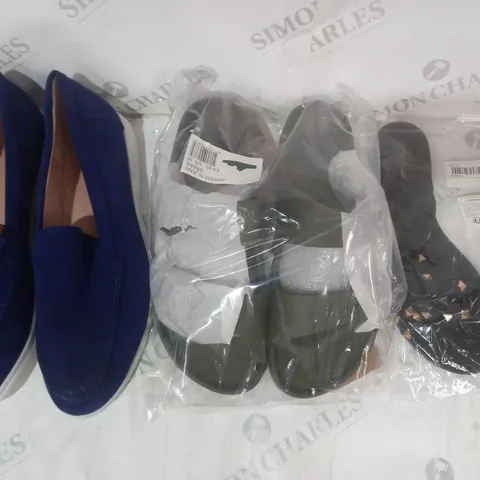 BOX OF APPROXIMATELY 15 ASSORTED PAIRS OF SHOES AND FOOTWEAR ITEMS IN VARIOUS STYLES AND SIZES TO INCLUDE FASHION, PULL BOXER, ETC