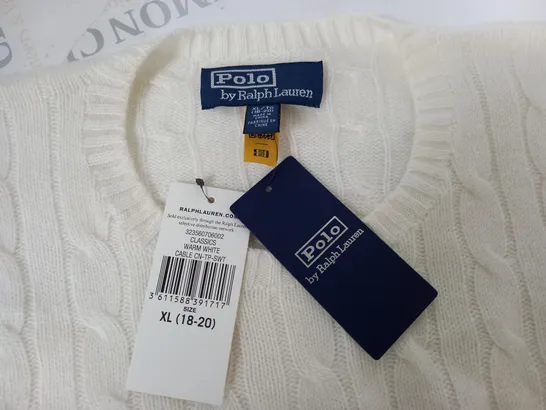 POLO RALPH LAUREN CLASSICS WARM WHITE CABLE KNIT JUMPER - XL