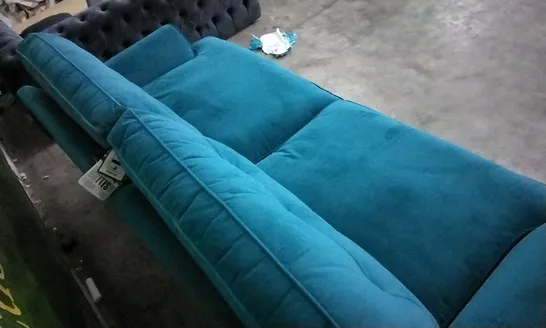 QUALITY BRITISH DESIGNED & MANUFACTURED G PLAN TURQUOISE PLUSH VELVET 3 SEATER SOFA