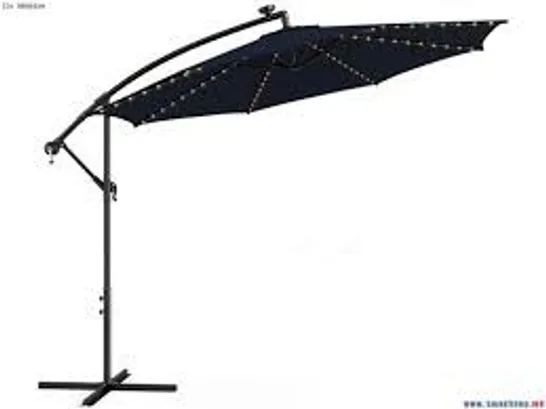 BOXED COSTWAY 3 M PATIO SOLAR-LIGHTED 112 LED CANTILEVER OFFSET UMBRELLA W/ CRANK TILT - NAVY