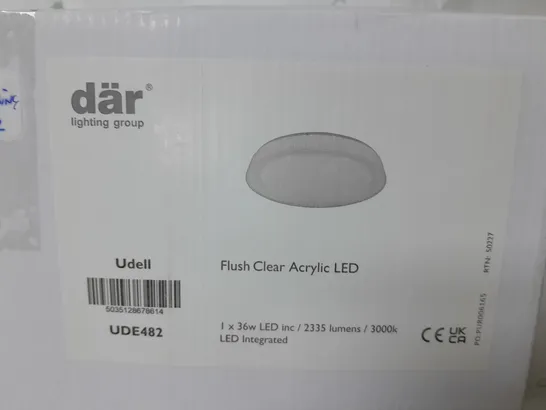 BOXED DAR LIGHTING UDELL FLUSH CLEAR ACRYLIC LED LIGHT