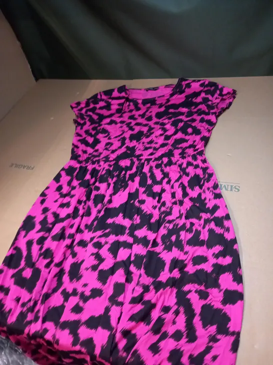 WOMENS FUCHSIA ABSTRACT MIDI DRESS SIZE 18