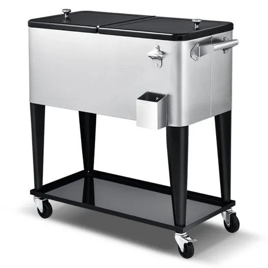 BOXED COSTWAY 76L BAR PARTY DRINK ICE BUCKET TROLLEY CAR COOLER FOR OUTDOOR PATIO POOL