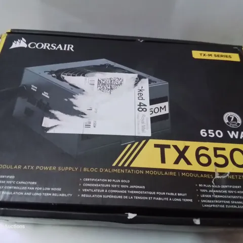 BOXEC CORSAIR TX-M SERIES 650 WATT 80 PLUS GOLD CERTIFIED PSU (UK) HYBRID MODULAR POWER SUPPLY UNIT - BLACK