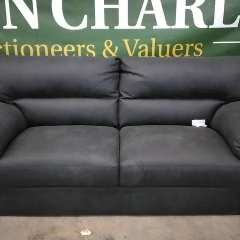 QUALITY BRITISH DESIGNER 3 SEATER SOFA - BLACK FABRIC 