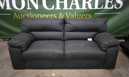 QUALITY BRITISH DESIGNER 3 SEATER SOFA - BLACK FABRIC 