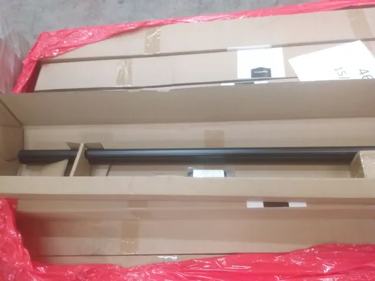 PALLET OF BLACK CURTAIN RODS WITH SQUARE FINIALS