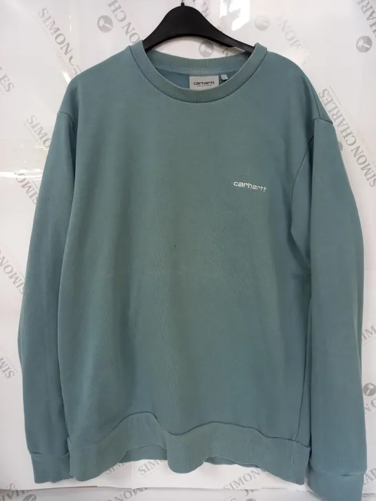 CARHARTT EMBROIDED SWEATER IN SKY BLUE - LARGE