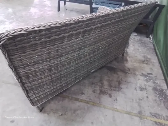 THREE SEATER GREY RATTAN CORNER PATIO SOFA SECTION 