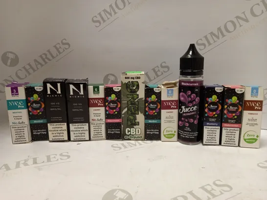 LOT OF APPROX 30 ASSORTED E-CIGARETTE LIQUIDS IN VARIOUS STRENGTHS AND FLAVOURS 