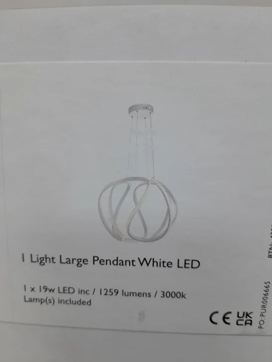 BOXED DAR LIGHTING ALONSA 1-LIGHT LARGE PENDANT WHITE LED 