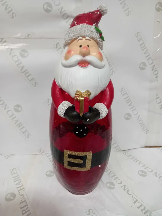 FESTIVE PRE-LIT LARGE GLASS CHRISTMAS CHARACTER - SANTA