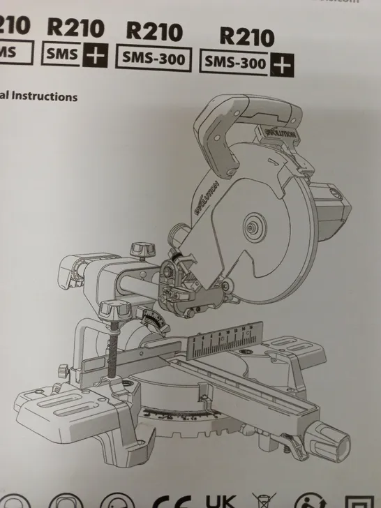 EVOLUTION R210SMS+ MULTI-MATERIAL SLIDING MITRE SAW