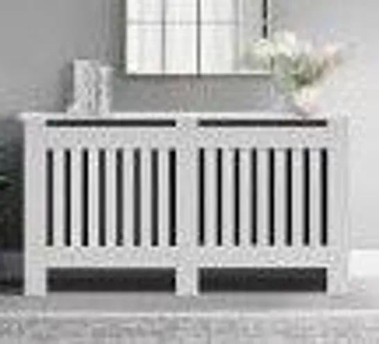 BOXED LEMROE RADIATOR COVER MDF VERTICAL SLAT LIVING ROOM CABINIET WHITE PAINTED