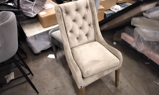 DESIGNER BEIGE GREY VELVET DINING CHAIR