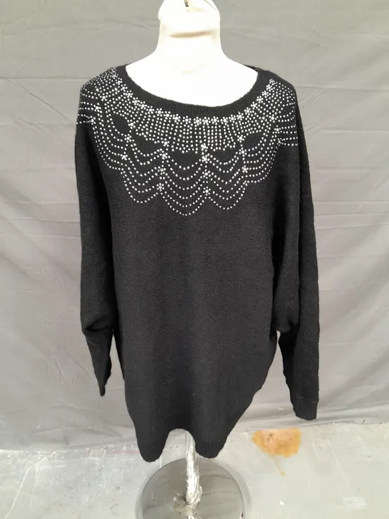 MONSOON EMBELLISHED KNIT JUMPER IN BLACK SIZE XL