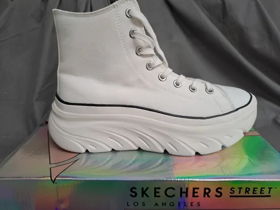 BOXED SKECHERS STREET HIGH RISE WHITE TRAINERS - SIZE 7