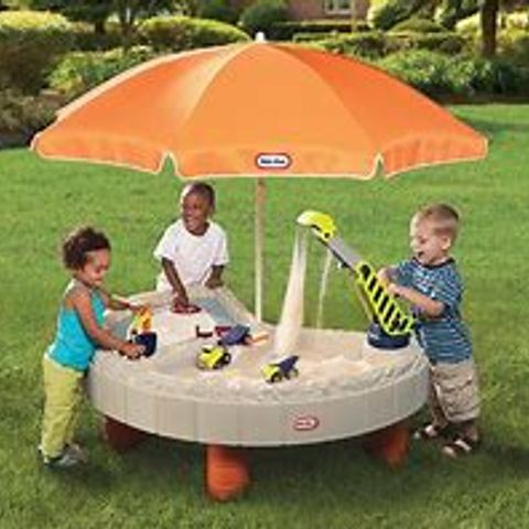 BOXED LITTLE TIKES BUILDERS BAY SAND AND WATER TABLE (1 BOX)