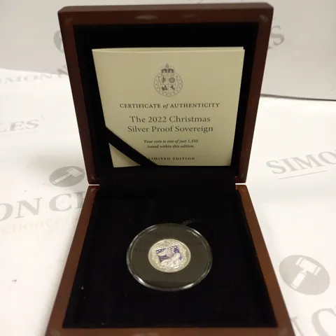 BOXED BRITISH ISLES 2022 CHRISTMAS SILVER PROOF SOVEREIGN 