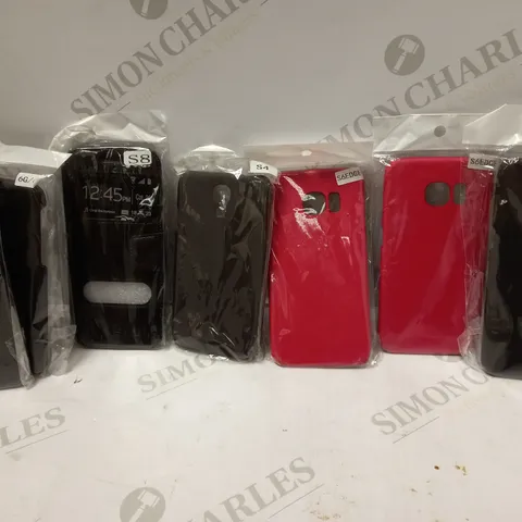 LOT OF A LARGE QUANTITY OF ASSORTED MOBILE PHONE CASES IN VARIOUS MODELS AND COLOURS TO INCLUDE RED SAMSUNG GALAXY S6 EDGE CASE, BLACK SAMSUNG GALAXY S8 CASE, BLACK SAMSUNG GALAXY S4 CASE, ETC 