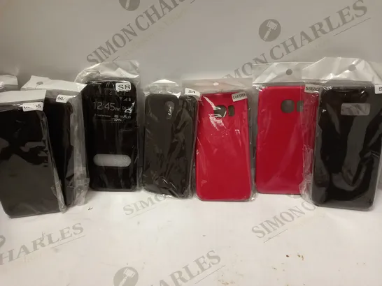 LOT OF A LARGE QUANTITY OF ASSORTED MOBILE PHONE CASES IN VARIOUS MODELS AND COLOURS TO INCLUDE RED SAMSUNG GALAXY S6 EDGE CASE, BLACK SAMSUNG GALAXY S8 CASE, BLACK SAMSUNG GALAXY S4 CASE, ETC 