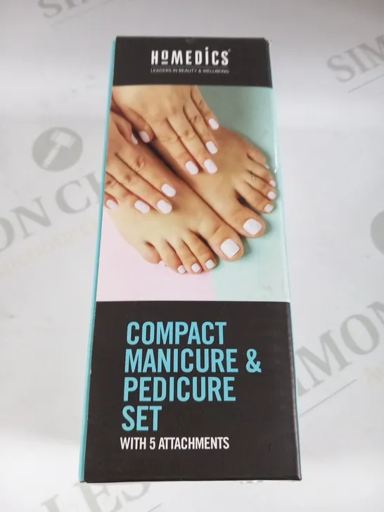 BOXED HOMEDICS COMPACT MANICURE AND PEDICURE SET WITH 5 ATTACHMENTS MAN-1300-EU