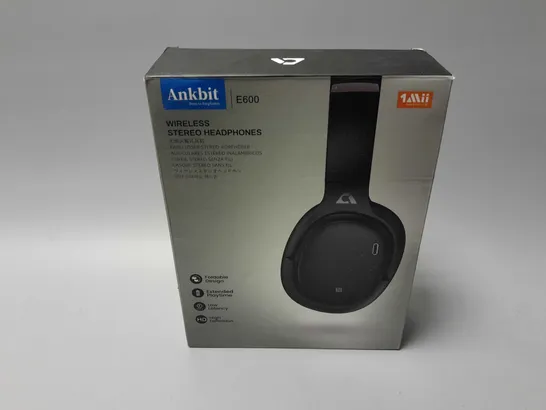 BOXED ANKBIT E600 WIRELESS STEREO HEADPHONES IN BLACK