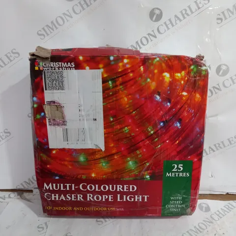 CHRISTMAS WORKSHOP MULTI-COLOURED CHASER ROPE LIGHT 25 METERS