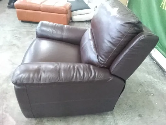 QUALITY DESIGNER MANUAL RECLINER ARMCHAIR - DARK BROWN LEATHER 