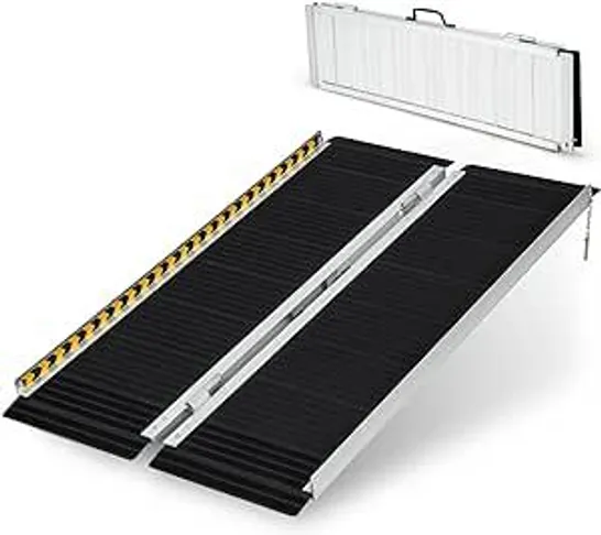 BOXED COSTWAY PORTABLE ALUMINUM WHEELCHAIR RAMP WITH TRANSITION PLATE (1 BOX)