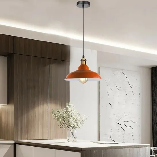 GRUBB 1-LIGHT ORANGE DOME PENDANT LIGHT